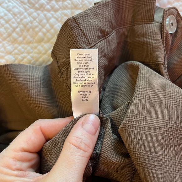 Athleta Skyline Plaid Pant II Brown Sz 6 Office Career Paperbag Belted Neutral - Picture 13 of 13